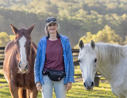 Horse Farm Host Kathy and horses